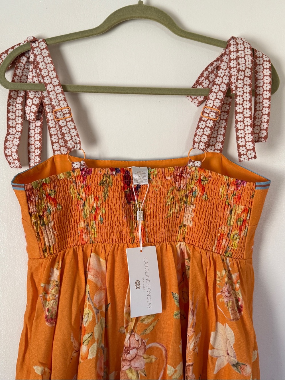 NWT Caroline Constas Linen Blend Fruit and Floral Print Mini Dress | size medium - Picture 3 of 8